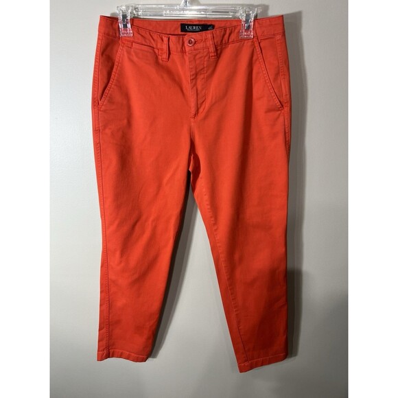 Lauren Ralph Lauren Jeans Size 6Womens Orange Stretch Mid Rise Straight Ankle - Picture 1 of 14